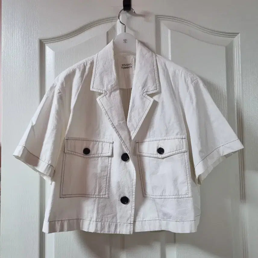 [BUNJANG] Studio Tomboy White Short Sleeve Jacket / 스튜디오 톰보이 화이트 반팔 자켓