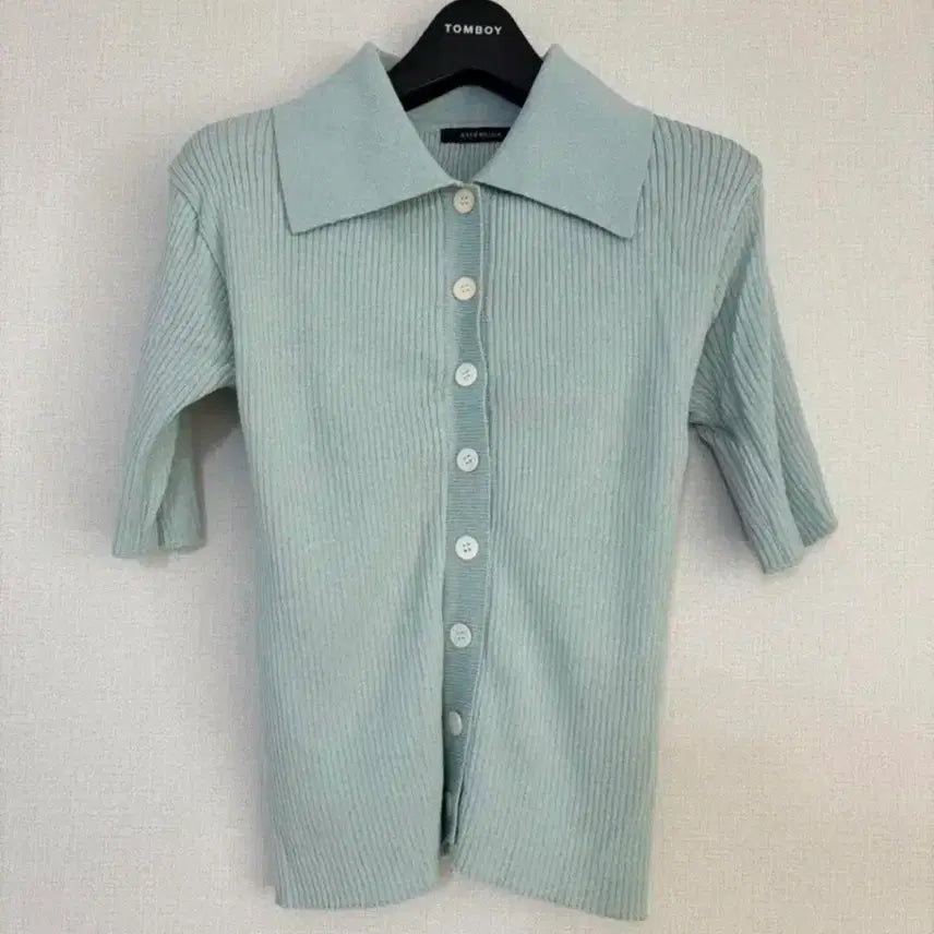 [BUNJANG] Mint Color Knit Short Sleeve Top / 새상품_ 민트 컬러 니트 반팔 판매