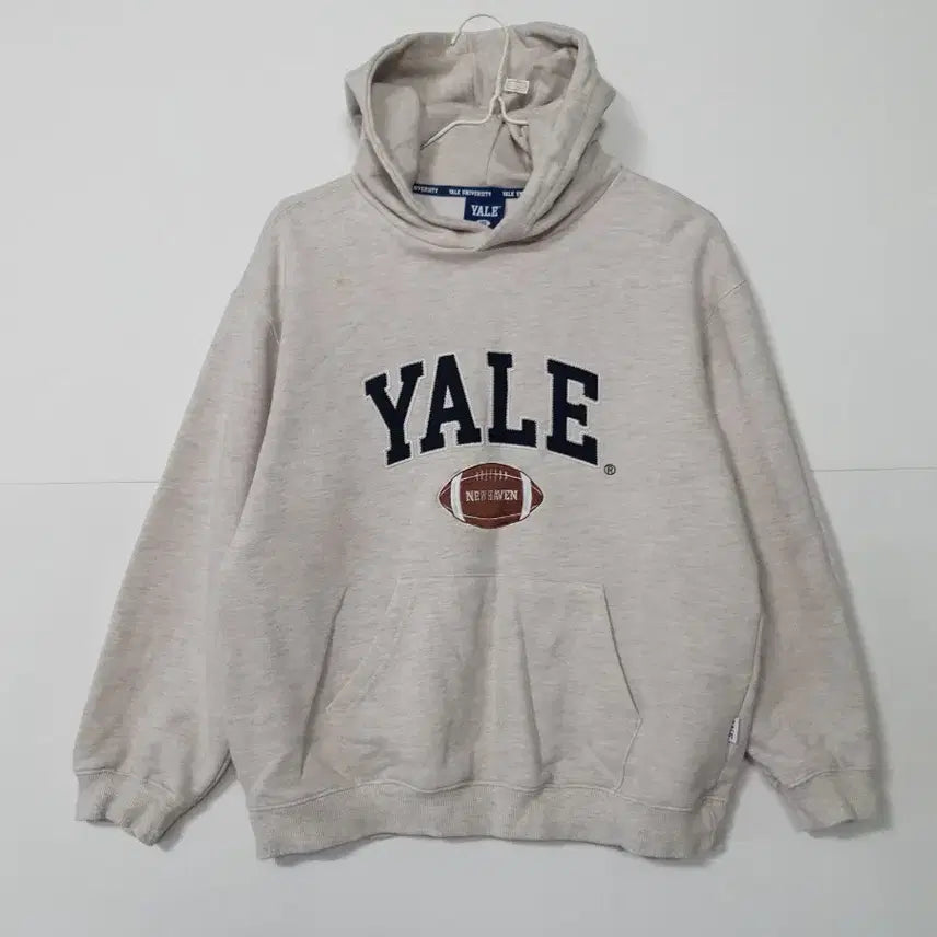 [BUNJANG] Yale Logo Hoodie Ivory / 예일 YALE 로고 후드티 아이보리 0250