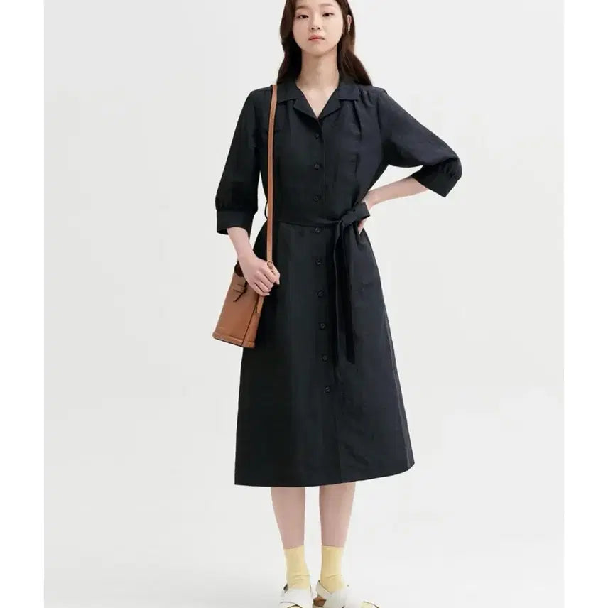 [BUNJANG] Beanpole 22 Linen Belted Long Dress / 빈폴 22 린넨 벨티드 롱 원피스 90