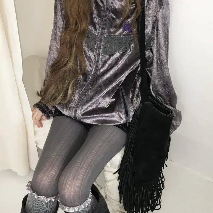 [BUNJANG] Needles Velour Fringe Track Jacket / 니들스 벨루어 프린지 트랙 자켓