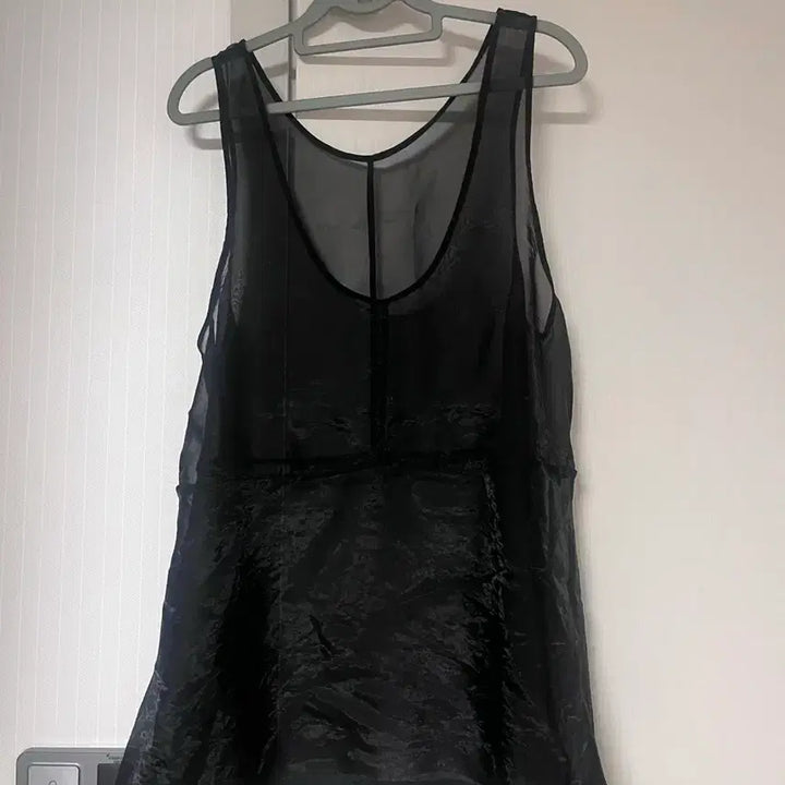 [BUNJANG] Semi Sheer Black Silky Blouse / 쎄미 시스루 블랙 실키 블라우스