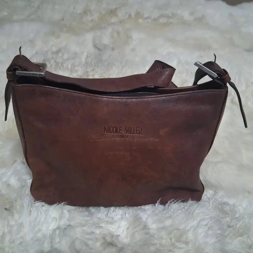 [BUNJANG] Nicole Miller Brown Leather Shoulder Bag / 니콜밀러 브라운 가죽 레더 숄더백