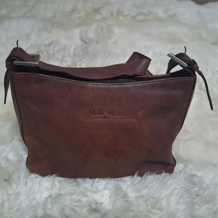 [BUNJANG] Nicole Miller Brown Leather Shoulder Bag / 니콜밀러 브라운 가죽 레더 숄더백