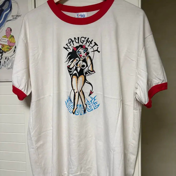 [BUNJANG] Naughty Savage Ringer T-Shirt Red / 너티새비지 링거티(2) 레드