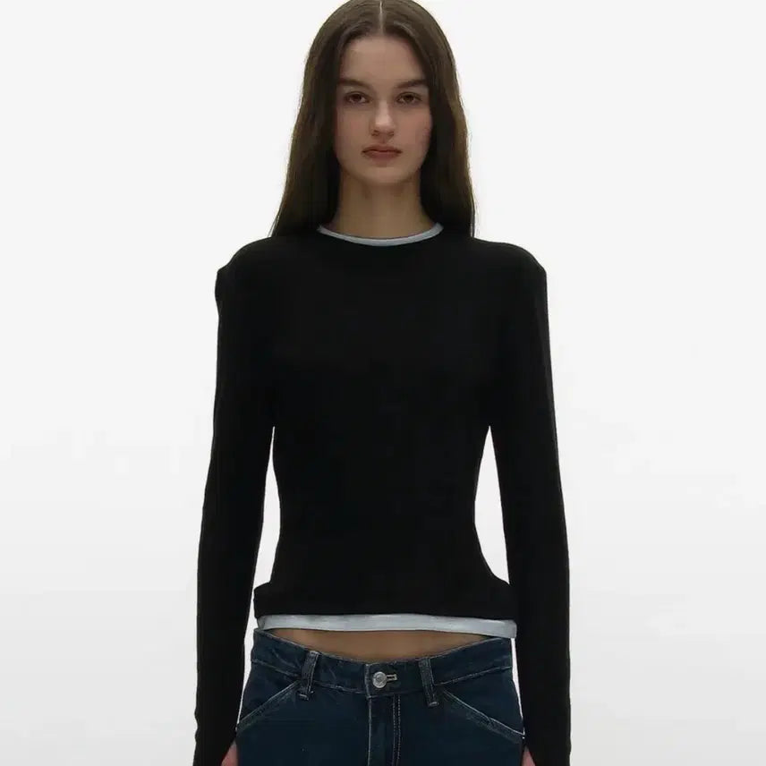[BUNJANG] Partimento Double Layered Long Sleeve Tee Black / 파르티멘토 더블 레이어드 롱 슬리브 티 블랙
