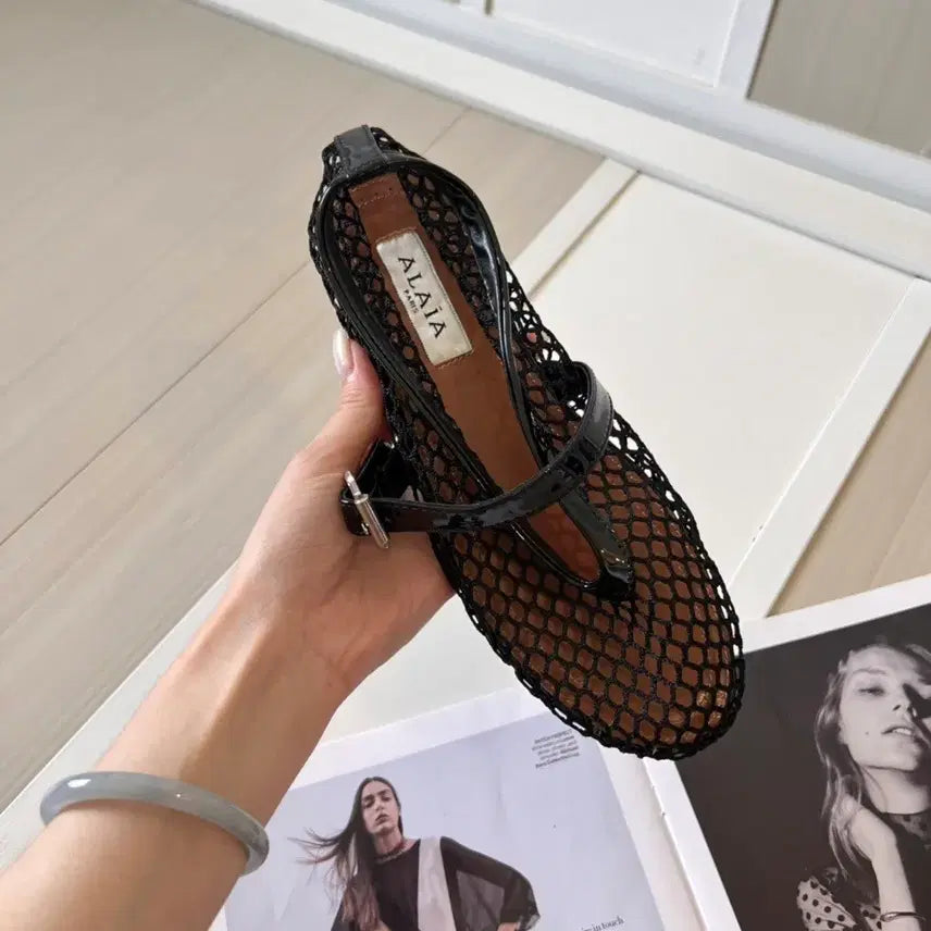 [BUNJANG] Alaia Black Mesh Ballet Flat Shoes / 알라이아 메쉬 발레 플랫 슈즈 블랙