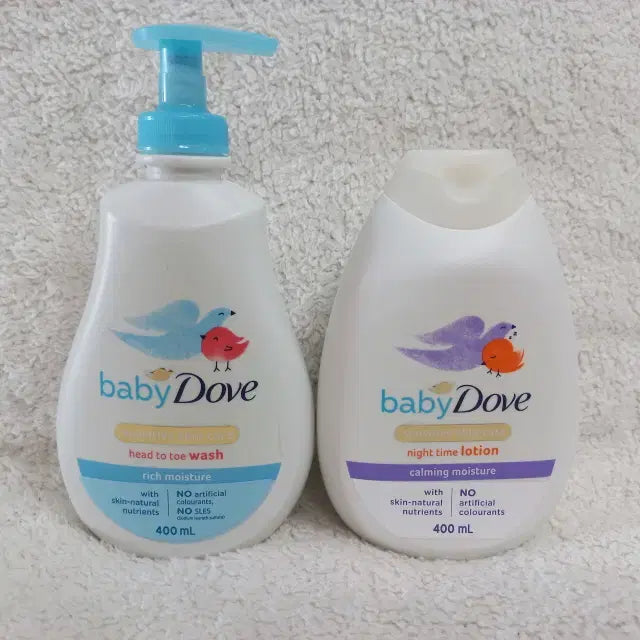 [BUNJANG] Baby Dove Rich Moisture Calming Body Wash &amp; Lotion Set 400ml / 베이비도브 리치 모이스처 바디워시 카밍 모이스처 바디로션 400ml