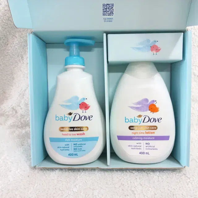 [BUNJANG] Baby Dove Rich Moisture Calming Body Wash &amp; Lotion Set 400ml / 베이비도브 리치 모이스처 바디워시 카밍 모이스처 바디로션 400ml