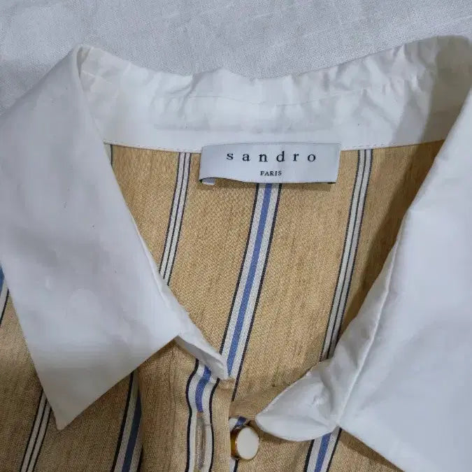[BUNJANG] Sandro Striped Linen Long Dress / 산드로 스트라이프 린넨 원피스