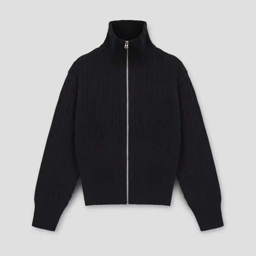 [BUNJANG] Tylee High Neck Multi Cable Zip-Up Sweater Dark Navy / (2) 타일레 하이넥 케이블 집업 다크네이비
