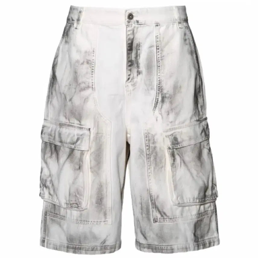 [BUNJANG] MJD Cargo Denim Bermuda Pants Dirty White / MJD 카고 데님 버뮤다 팬츠 더티 화이트 M