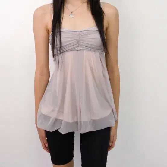 [BUNJANG] Rouge Sleepover Mesh Fluff Mini Top - Lilac Blusher / [새상품] 루즈슬립오버 메쉬 플러프 미니 탑 라일락 블러셔
