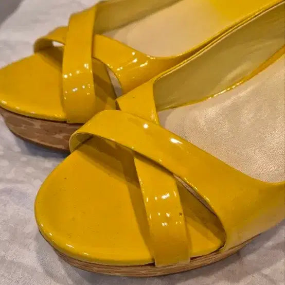 [BUNJANG] Miu Miu Yellow Wedge Heel Sandals Size 36.5 / 미우미우 옐로우 웨지힐 샌들