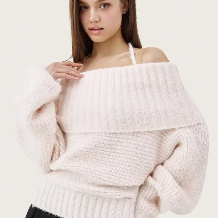 [BUNJANG] Clishere Off-Shoulder Knit / 클리시어 오프숄더 니트