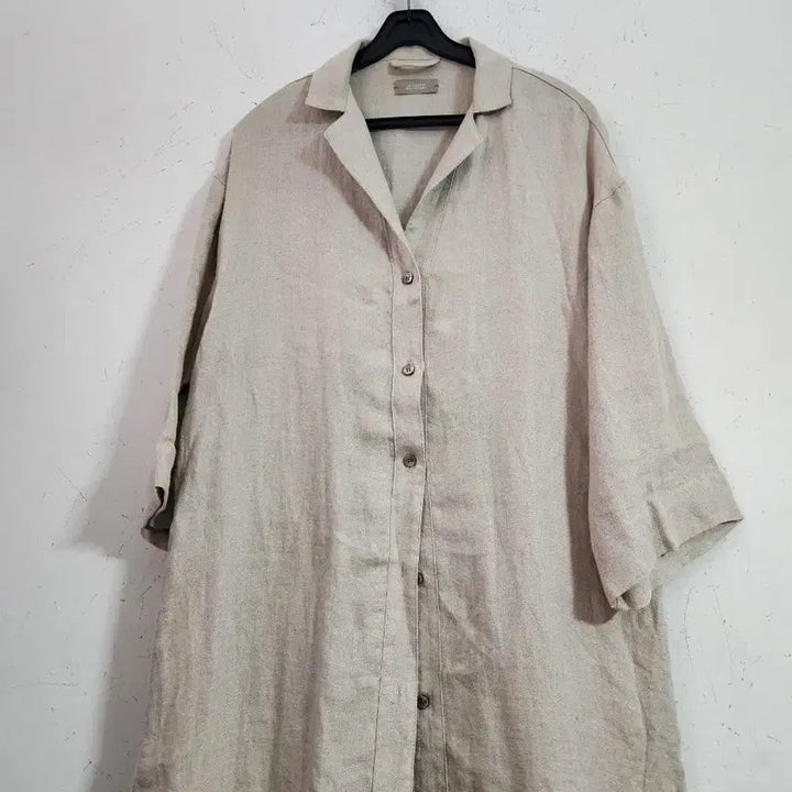 [BUNJANG] Linen Shirt Dress Long Beige / 린넨 셔츠 원피스 롱 Beige