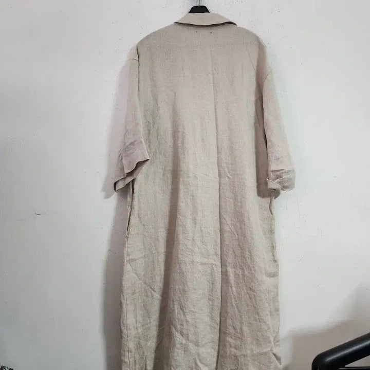 [BUNJANG] Linen Shirt Dress Long Beige / 린넨 셔츠 원피스 롱 Beige
