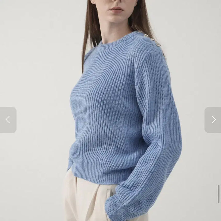 [BUNJANG] Navy Knit Button Top / 포인트 니트 단추 네이비