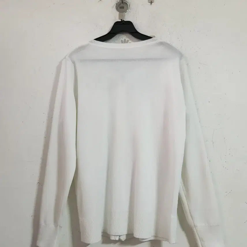 [BUNJANG] White Rhinestone Zip-Up Cardigan / 화이트 라인스톤 장식 집업 가디건