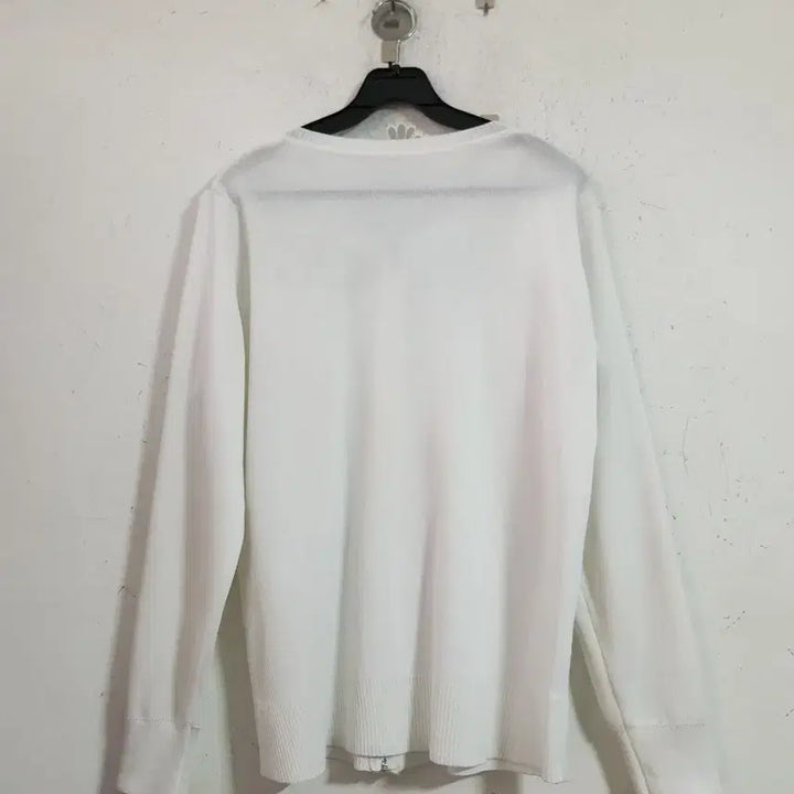 [BUNJANG] White Rhinestone Zip-Up Cardigan / 화이트 라인스톤 장식 집업 가디건
