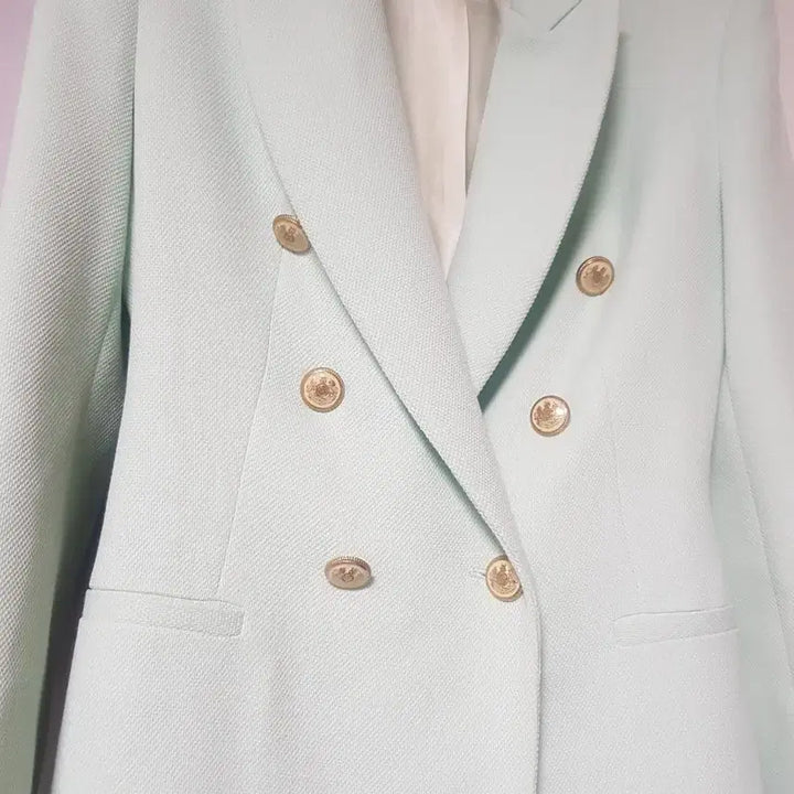 [BUNJANG] ZARA Mint Double-Button Long Jacket / ZARA  자라 브랜드 민트색 더블 버튼 자켓입니다총장84