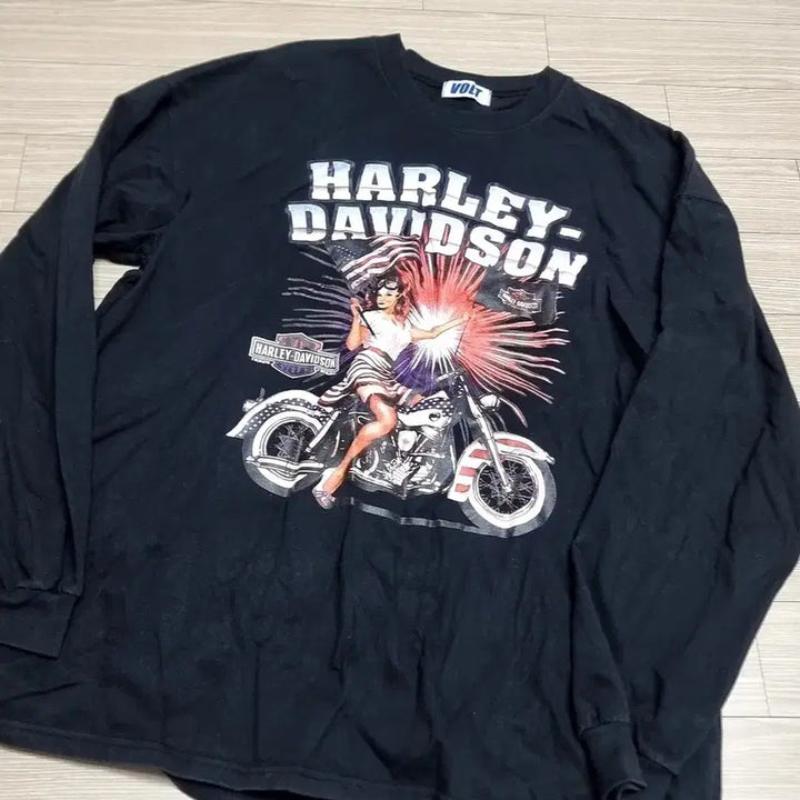 [BUNJANG] Volt Harley-Davidson Black Long Sleeve T-Shirt / 한국제 볼트 할리데이비슨 블랙 긴팔 티셔츠 프린팅(105)