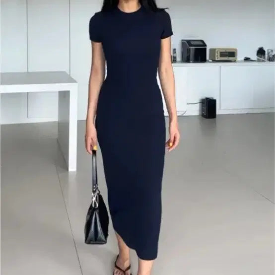 [BUNJANG] Navy Cotton Long Dress M / 네이비색 면 롱원피스M