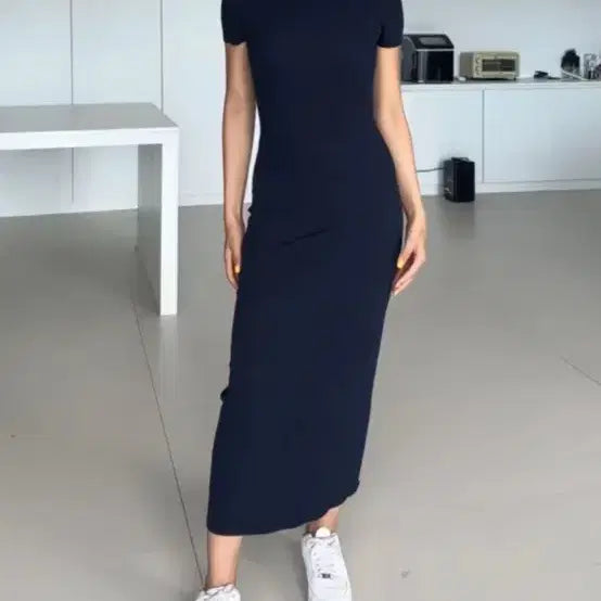 [BUNJANG] Navy Cotton Long Dress M / 네이비색 면 롱원피스M
