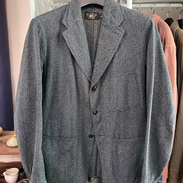 [BUNJANG] RRL Double RL Indigo Salt &amp; Pepper Work Blazer Jacket / Rrl 스포츠 자켓 m / 엔지니어 워크 블레이저 더블알엘