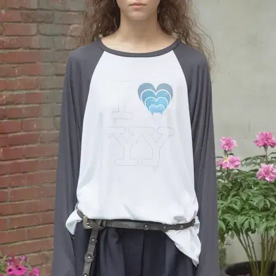 [BUNJANG] Openyy I LOVE YY Raglan Tee Blue / [오픈와이와이] I LOVE YY RAGLAN TEE, BLUE
