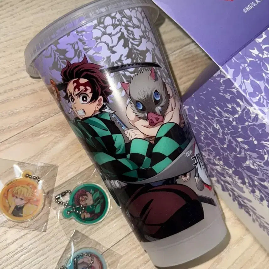 [BUNJANG] Demon Slayer: Mugen Train CGV Reusable Cup &amp; Keyring Set / 귀멸의칼날 무한성 극장판 cgv 리유저블 컵 키링 세트