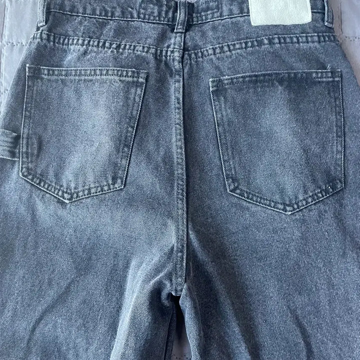 [BUNJANG] Suede Baggy Denim Black Jeans / 스웨이드 배기데님 블랙