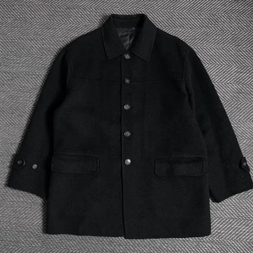 [BUNJANG] Calvin Town Minimal Boxy Fit Wool Half Coat / 캘빈 타운 미니멀 박시핏 모직 하프 코트o 5459
