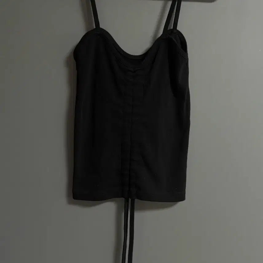 [BUNJANG] Black Shirring String Tank Top / 블랙 셔링 스트링 나시탑