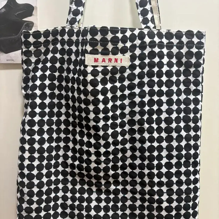 [BUNJANG] Marni Black Dot Pattern Tote Bag / 마르니 블랙 도트패턴 토트백 에코백