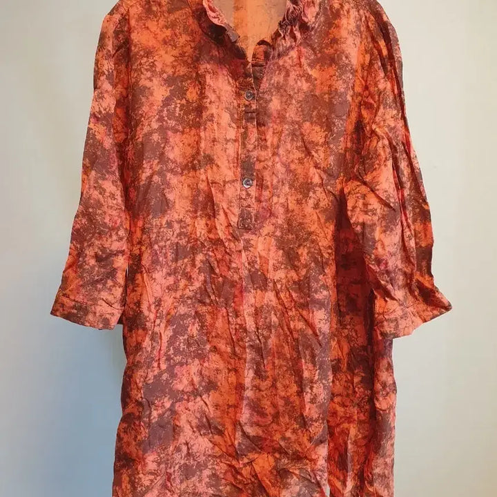 [BUNJANG] JOUVENCE Orange Brown Patterned Blouse / 오렌지색 프린트 여성 블라우스 85