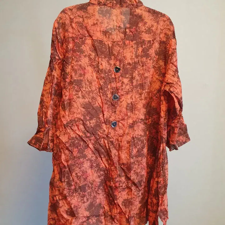 [BUNJANG] JOUVENCE Orange Brown Patterned Blouse / 오렌지색 프린트 여성 블라우스 85