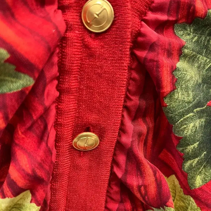[BUNJANG] Gucci 90s Gold Fruit Pattern Silk Cardigan / 여) 구찌 90s 금장 후르츠 가디건