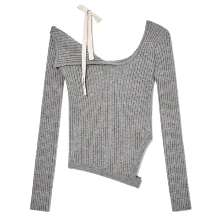 [BUNJANG] Glowny ISA Asymmetrical Knit Top (Gray) / 글로니 ISA ASYMMETRICAL KNIT TOP (GRAY)