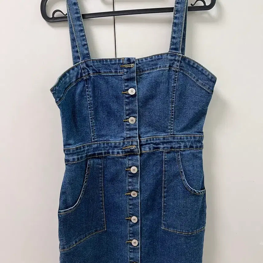 [BUNJANG] Denim Button Mini Dress / 진청 버튼 미니원피스 새상품