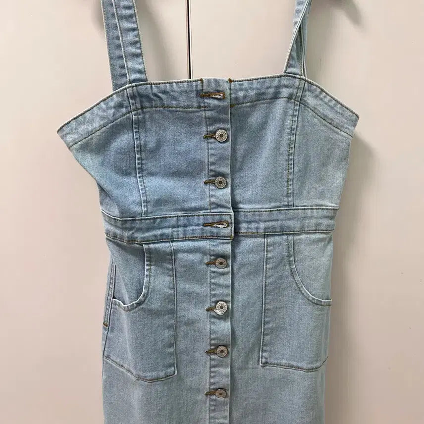 [BUNJANG] Light Wash Button Mini Dress / 연청 버튼 미니원피스