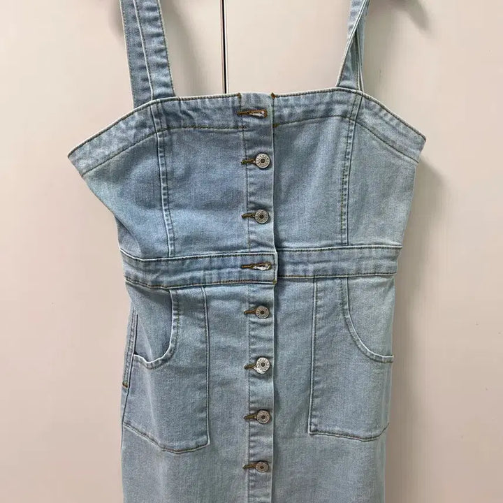 [BUNJANG] Light Wash Button Mini Dress / 연청 버튼 미니원피스