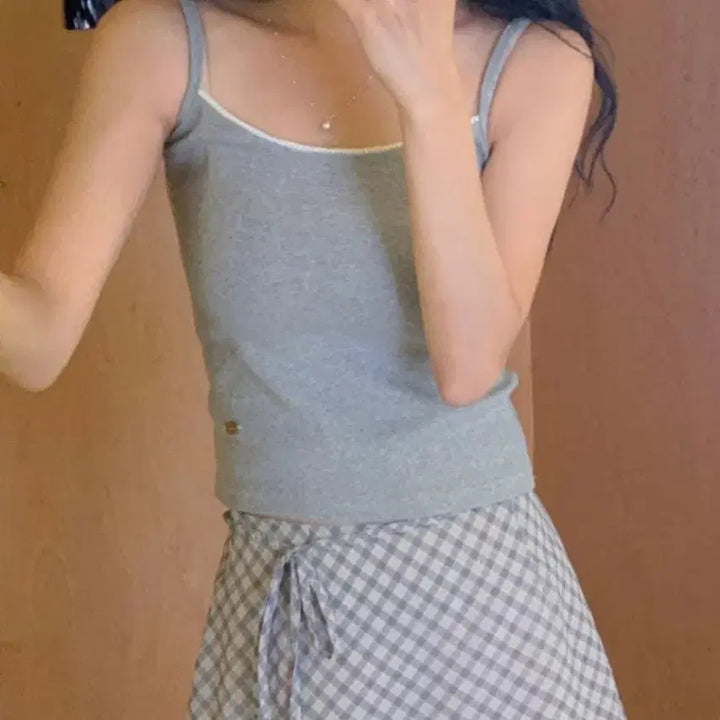 [BUNJANG] Yurie Here You Basic Pico Lace Camisole Grey / [미개봉 새상품]유리에 히얼유 베이직 피코 레이스 나시 그레이