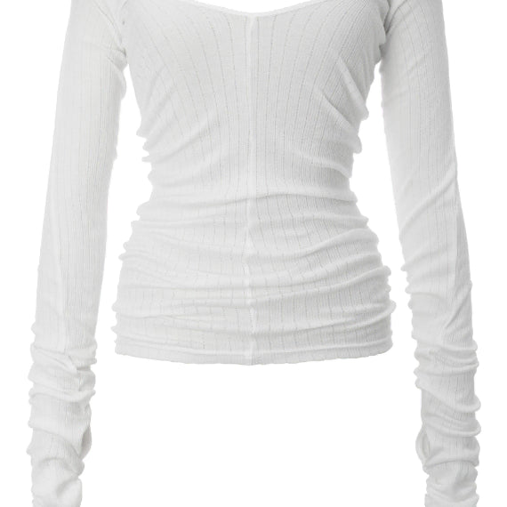 [BUNJANG] Threetimes Kaylee V Warmer Tee (White) / 쓰리타임즈 Kaylee V Warmer Tee (WHITE)