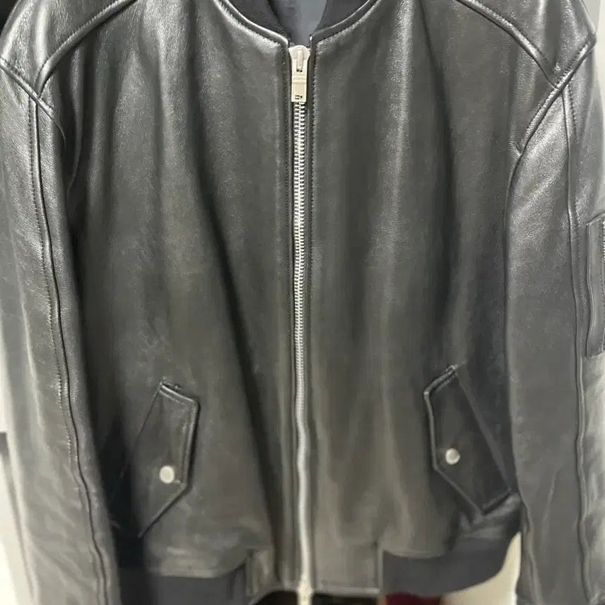[BUNJANG] Noir Larmes Leather Ma-1 Jacket / 느와르 라르메스 레더 Ma-1 46