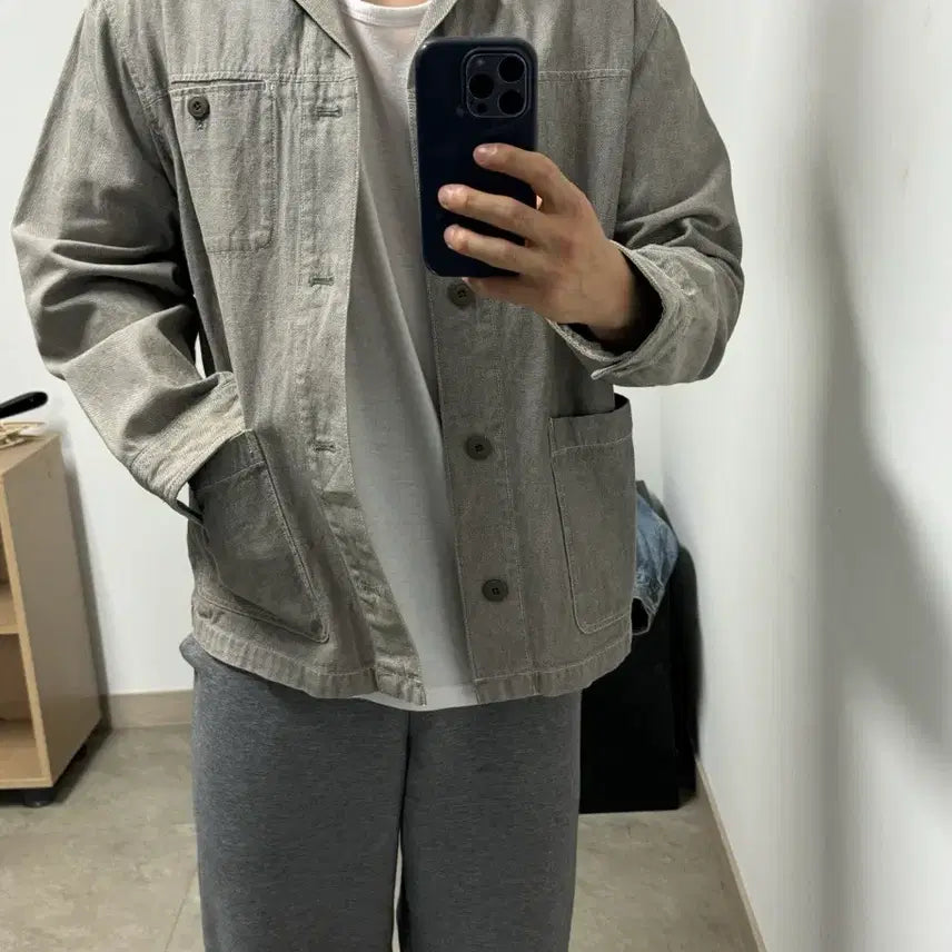 [BUNJANG] Uniqlo Grey Chore Jacket L (100) / 유니클로 그레이 초어자켓 100 L