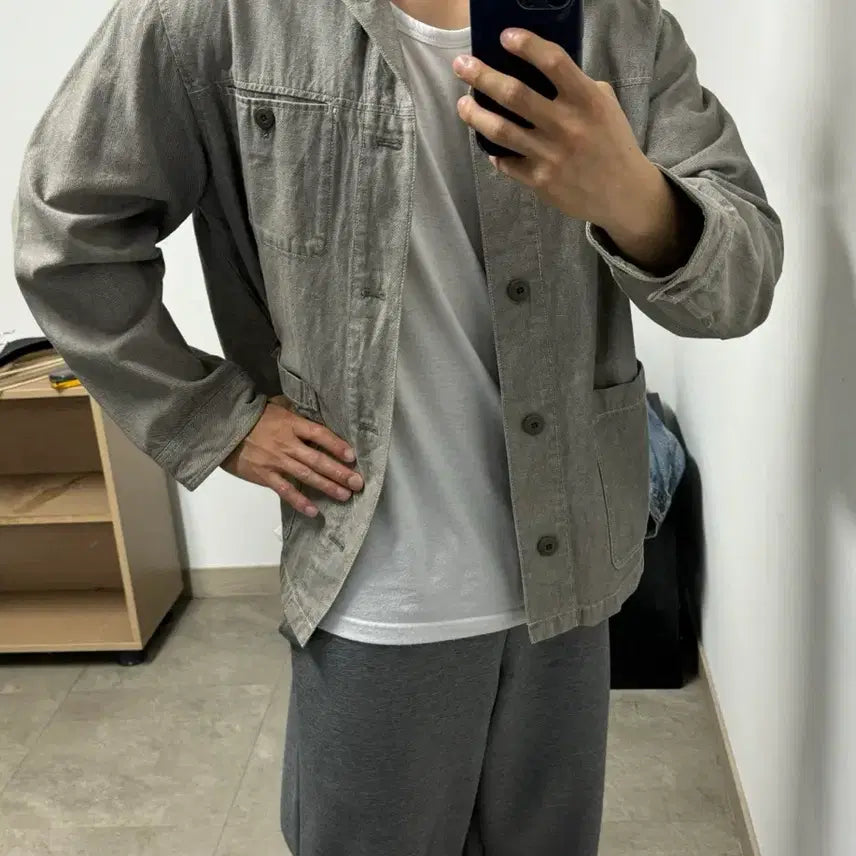 [BUNJANG] Uniqlo Grey Chore Jacket L (100) / 유니클로 그레이 초어자켓 100 L