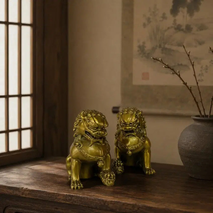 [BUNJANG] Gold Haechi Pair Set - Interior Decor &amp; Housewarming Gift / 풍수 해태 한쌍 세트 골드 2p 인테리어 소품 개업선물 집들이선물