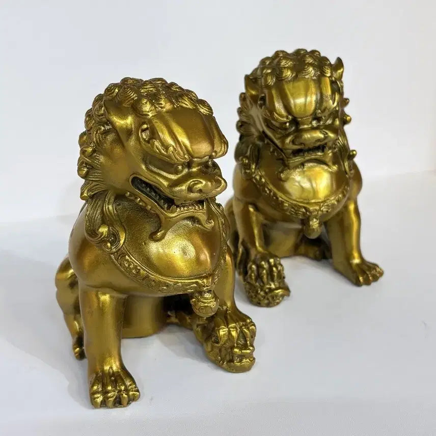 [BUNJANG] Gold Haechi Pair Set - Interior Decor &amp; Housewarming Gift / 풍수 해태 한쌍 세트 골드 2p 인테리어 소품 개업선물 집들이선물