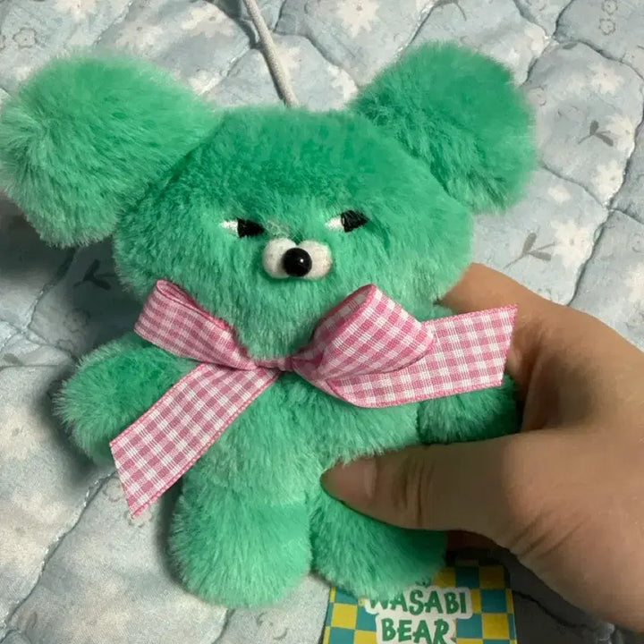 [BUNJANG] Wasabi Bear Green Plush Keychain Authentic / 와사비베어 그린 인형키링 정품